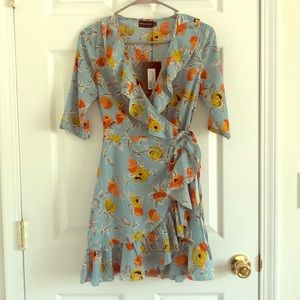 Light blue formal wrap dress